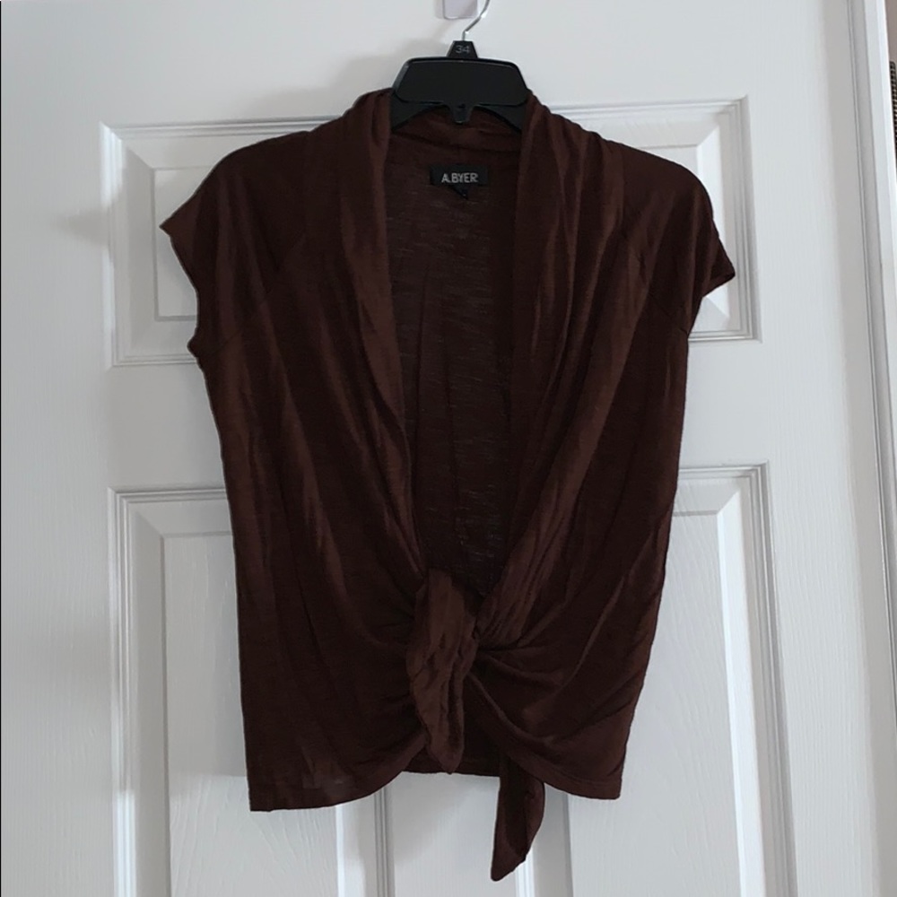 A. Byer brown wrap top size small